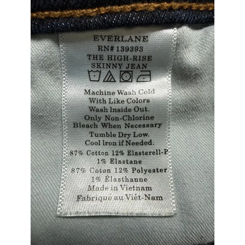 EVERLANE The High Rise Skinny Jean Deep Indigo Womens Size 28 Ankle - Picture 9 of 9